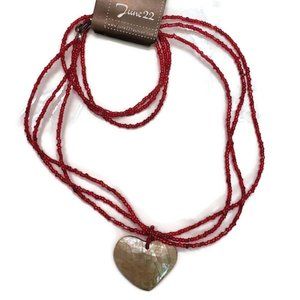 heart Mother of Pearl beaded necklace & bracelet